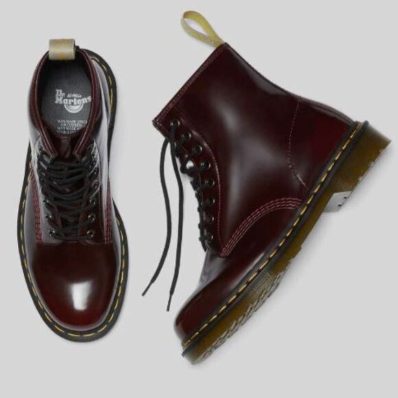 Dr. Martens 1460 Vegan Cherry Red Rub Off - Picture 1 of 14